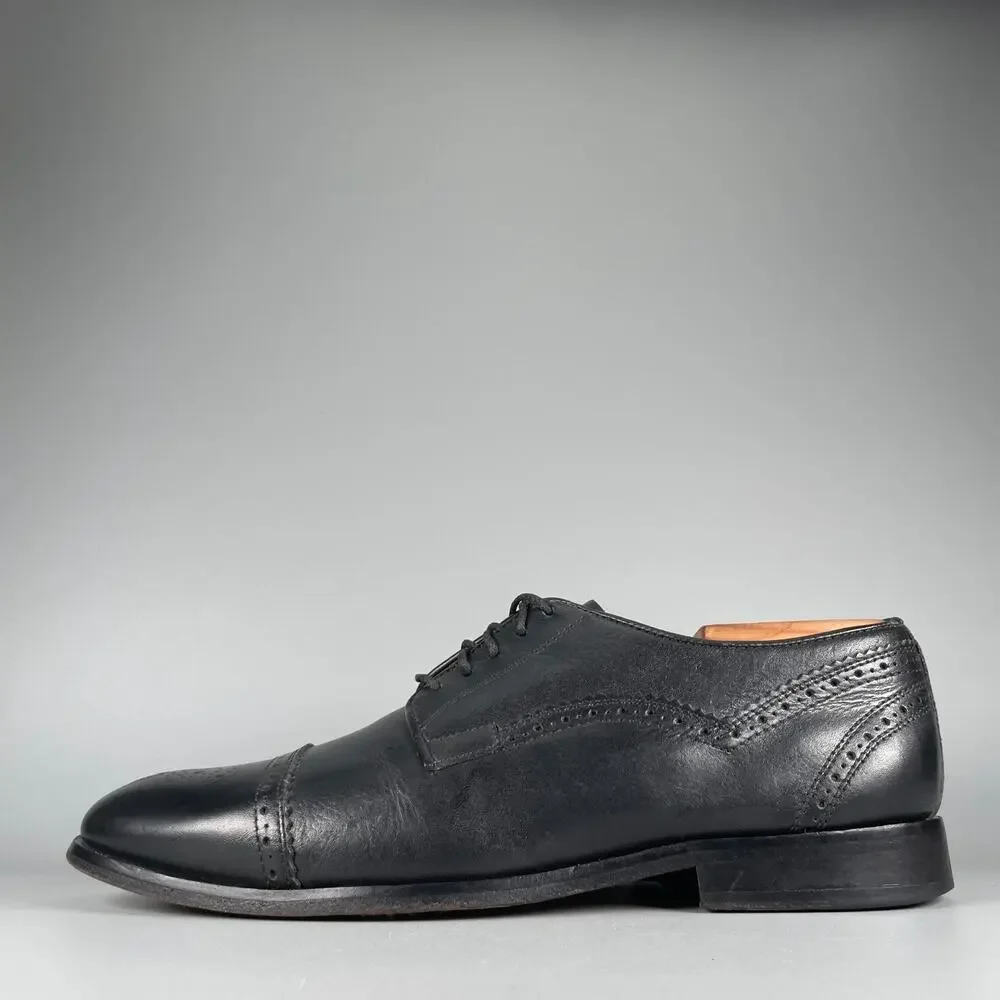 G.H. Bass Men's Size 8 M Black Leather Cap Toe Wingtip Derby Casual Dress Shoes